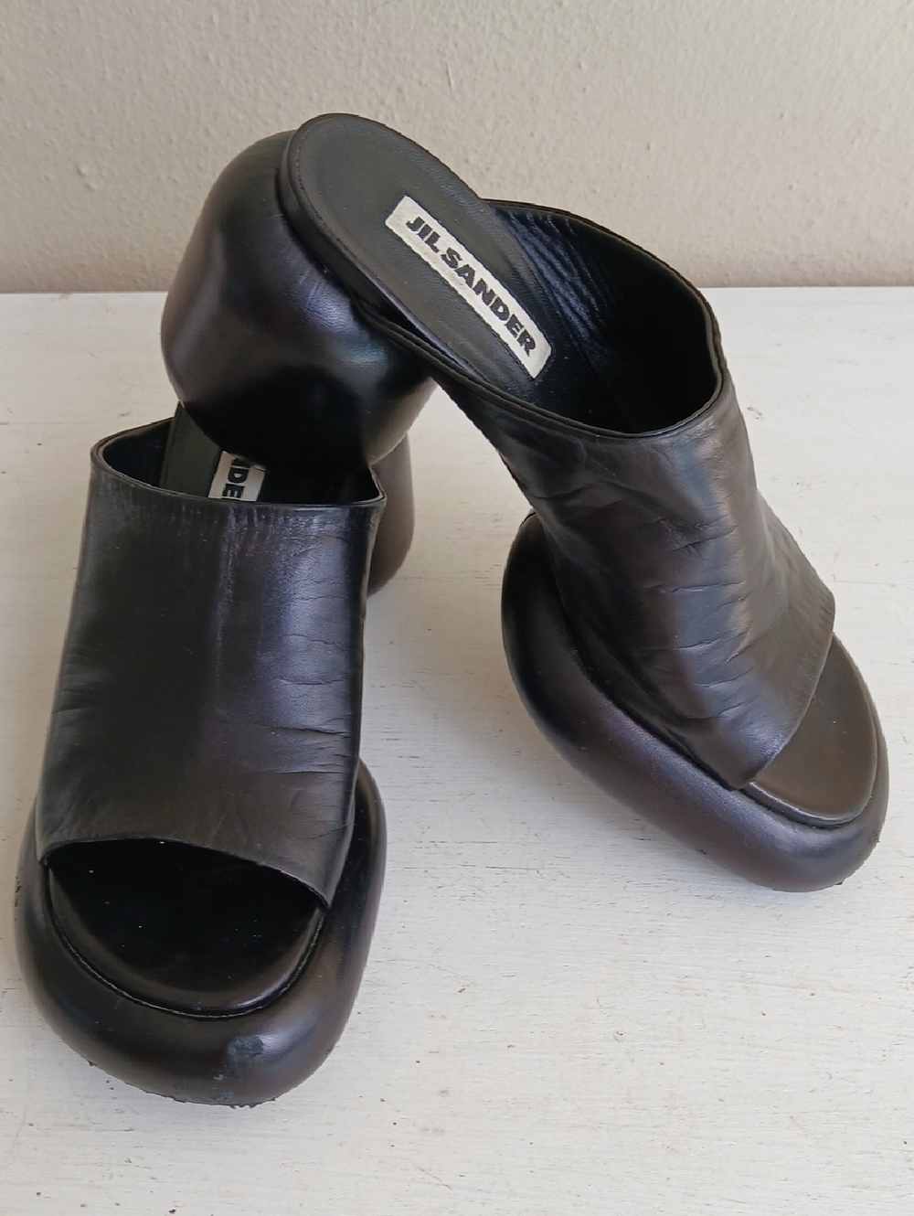 JIL SANDER Black Platform Mules